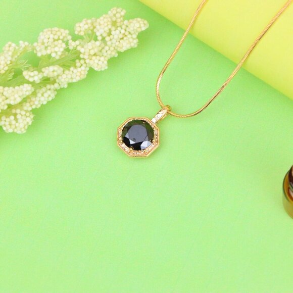 "Bold Black Gem Pendant in Rose Gold Octagon Setting, XPPT1389 - Picture 13 of 13